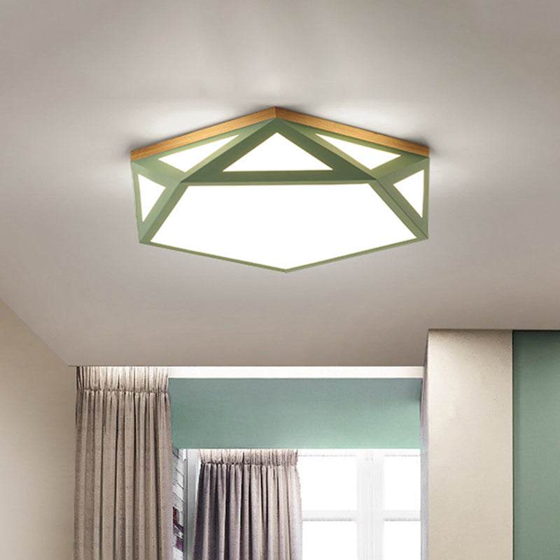 Modern Geometric Acrylic Flush Light 16.5"/20.5" W LED Gray/Green/White Ceiling Flush Mount for Bedroom, Warm/White/Natural/3 Color Light Green Clearhalo 'Ceiling Lights' 'Close To Ceiling Lights' 'Close to ceiling' 'Flush mount' Lighting' 266202