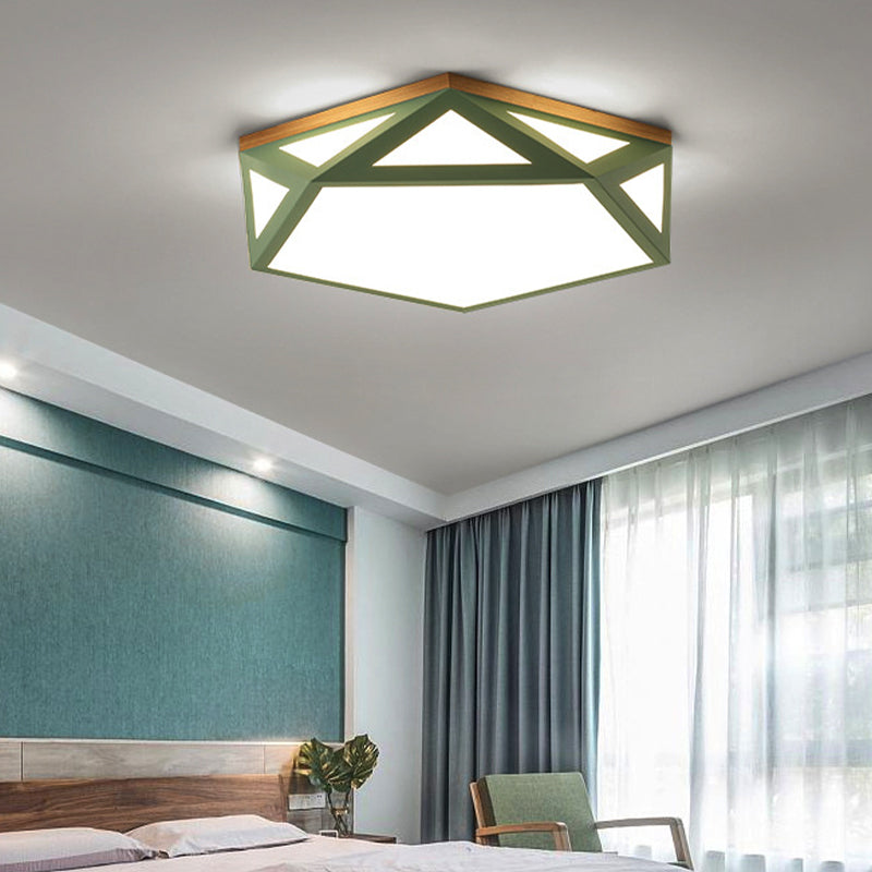 Modern Geometric Acrylic Flush Light 16.5"/20.5" W LED Gray/Green/White Ceiling Flush Mount for Bedroom, Warm/White/Natural/3 Color Light Clearhalo 'Ceiling Lights' 'Close To Ceiling Lights' 'Close to ceiling' 'Flush mount' Lighting' 266203