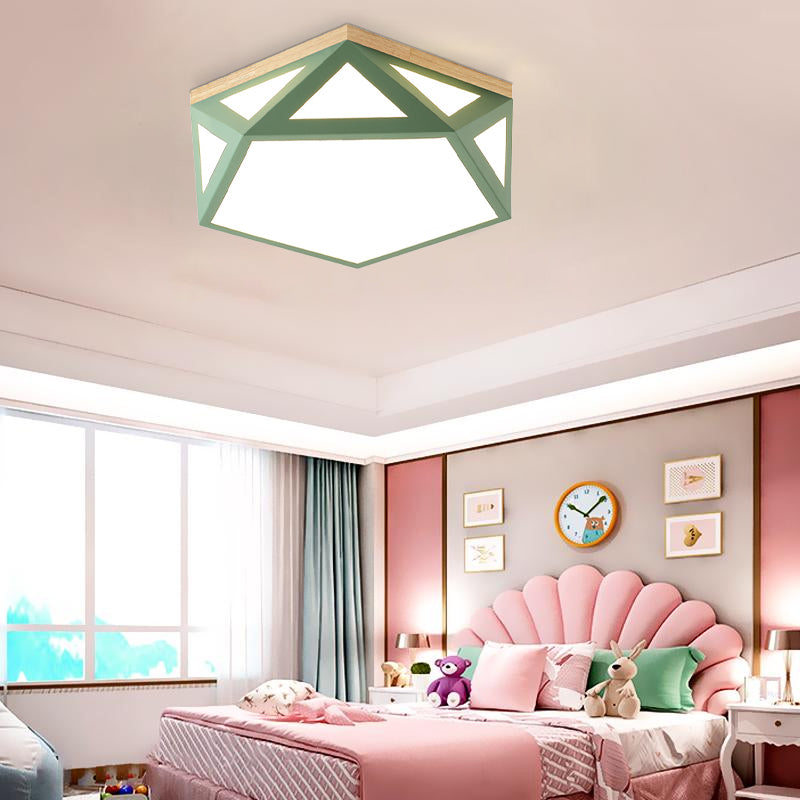 Modern Geometric Acrylic Flush Light 16.5"/20.5" W LED Gray/Green/White Ceiling Flush Mount for Bedroom, Warm/White/Natural/3 Color Light Clearhalo 'Ceiling Lights' 'Close To Ceiling Lights' 'Close to ceiling' 'Flush mount' Lighting' 266204