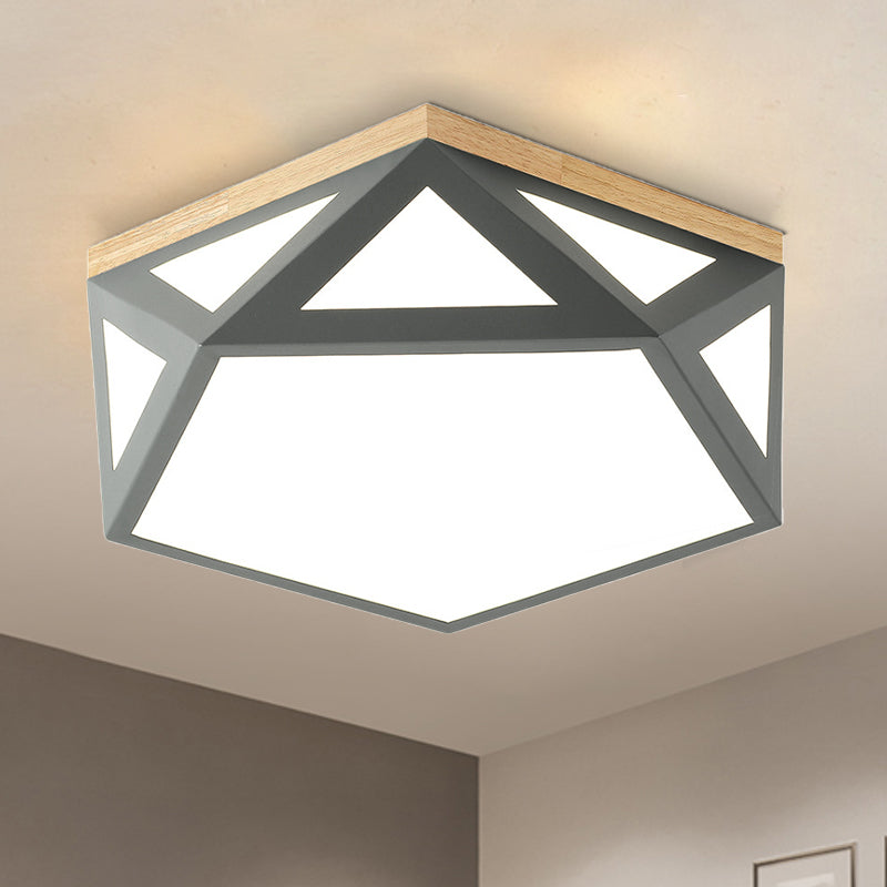 Modern Geometric Acrylic Flush Light 16.5"/20.5" W LED Gray/Green/White Ceiling Flush Mount for Bedroom, Warm/White/Natural/3 Color Light Grey Clearhalo 'Ceiling Lights' 'Close To Ceiling Lights' 'Close to ceiling' 'Flush mount' Lighting' 266208