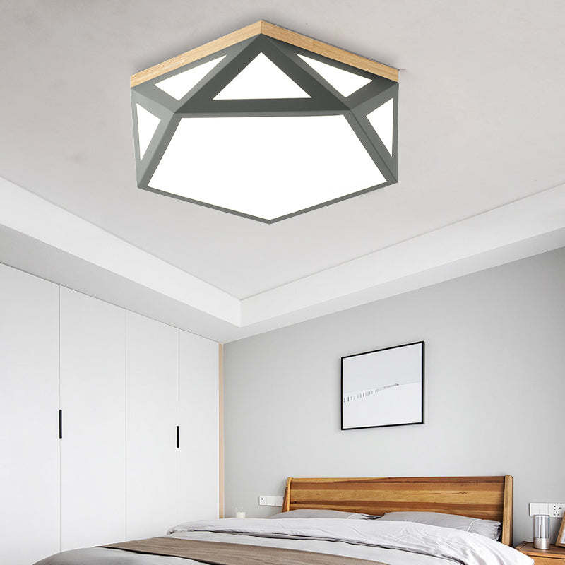 Modern Geometric Acrylic Flush Light 16.5"/20.5" W LED Gray/Green/White Ceiling Flush Mount for Bedroom, Warm/White/Natural/3 Color Light Clearhalo 'Ceiling Lights' 'Close To Ceiling Lights' 'Close to ceiling' 'Flush mount' Lighting' 266210