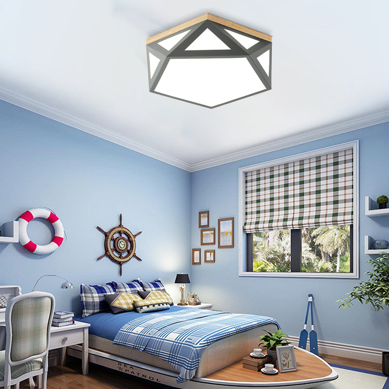 Modern Geometric Acrylic Flush Light 16.5"/20.5" W LED Gray/Green/White Ceiling Flush Mount for Bedroom, Warm/White/Natural/3 Color Light Clearhalo 'Ceiling Lights' 'Close To Ceiling Lights' 'Close to ceiling' 'Flush mount' Lighting' 266211