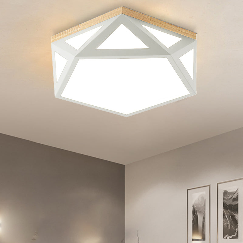 Modern Geometric Acrylic Flush Light 16.5"/20.5" W LED Gray/Green/White Ceiling Flush Mount for Bedroom, Warm/White/Natural/3 Color Light White Clearhalo 'Ceiling Lights' 'Close To Ceiling Lights' 'Close to ceiling' 'Flush mount' Lighting' 266216