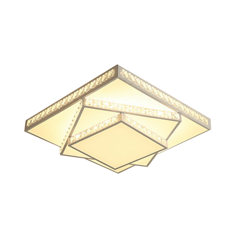 Geometric Ceiling Light Contemporary Faceted Crystal White LED Flush Mount Light in Remote Control Stepless Dimming/White Light/3 Color Light, 16"/19.5"/23.5" W Clearhalo 'Ceiling Lights' 'Close To Ceiling Lights' 'Close to ceiling' 'Flush mount' Lighting' 266227