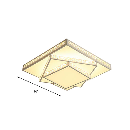 Geometric Ceiling Light Contemporary Faceted Crystal White LED Flush Mount Light in Remote Control Stepless Dimming/White Light/3 Color Light, 16"/19.5"/23.5" W Clearhalo 'Ceiling Lights' 'Close To Ceiling Lights' 'Close to ceiling' 'Flush mount' Lighting' 266228