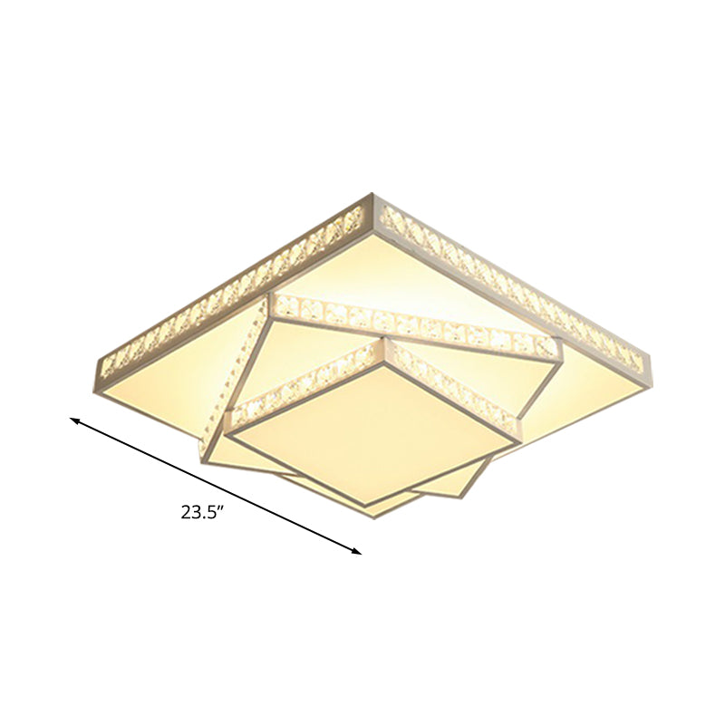 Geometric Ceiling Light Contemporary Faceted Crystal White LED Flush Mount Light in Remote Control Stepless Dimming/White Light/3 Color Light, 16"/19.5"/23.5" W Clearhalo 'Ceiling Lights' 'Close To Ceiling Lights' 'Close to ceiling' 'Flush mount' Lighting' 266230