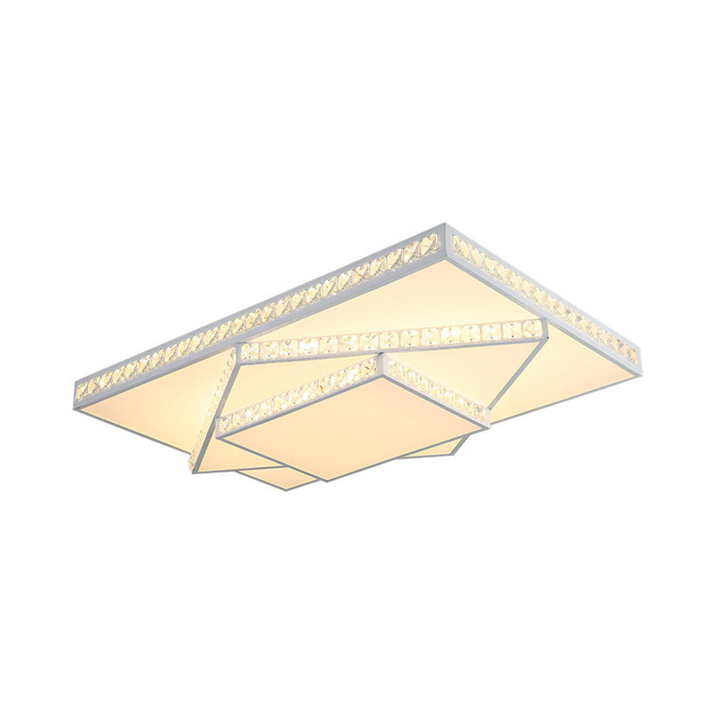 Geometric Ceiling Light Contemporary Faceted Crystal White LED Flush Mount Light in Remote Control Stepless Dimming/White Light/3 Color Light, 16"/19.5"/23.5" W Clearhalo 'Ceiling Lights' 'Close To Ceiling Lights' 'Close to ceiling' 'Flush mount' Lighting' 266235