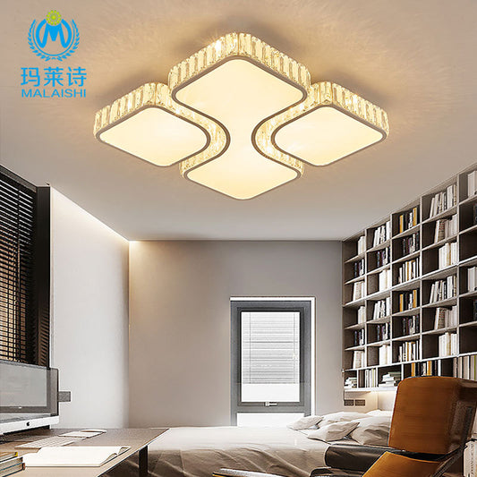 Geometric Crystal Block Ceiling Light Contemporary White 16"/16.5"/35.5" W LED Flush Mount Light in White/3 Color Light White White Clearhalo 'Ceiling Lights' 'Close To Ceiling Lights' 'Close to ceiling' 'Flush mount' Lighting' 266290