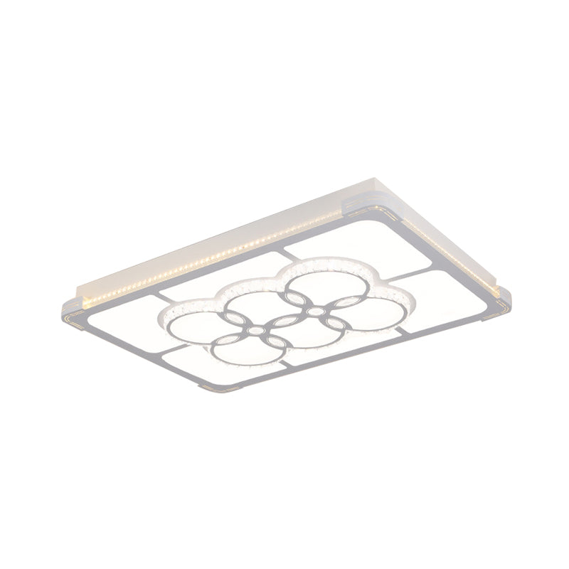 Rectangle Crystal Flush Mount Lamp Simple LED Living Room Ceiling Light Fixture in White, 3 Color Light/Remote Control Stepless Dimming Clearhalo 'Ceiling Lights' 'Close To Ceiling Lights' 'Close to ceiling' 'Flush mount' Lighting' 266295