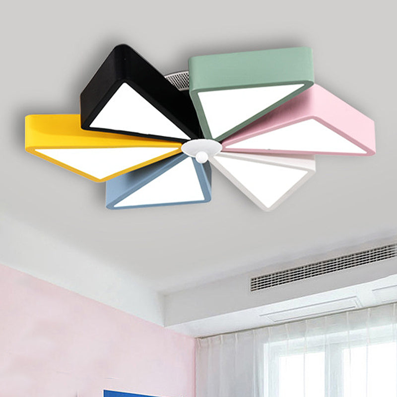 19.5"/23.5" W Windmill Flushmount Light Modern Acrylic LED Blue and Pink Ceiling Lighting, Remote Control Stepless Dimming/3 Color Light Clearhalo 'Ceiling Lights' 'Close To Ceiling Lights' 'Close to ceiling' 'Flush mount' Lighting' 266298