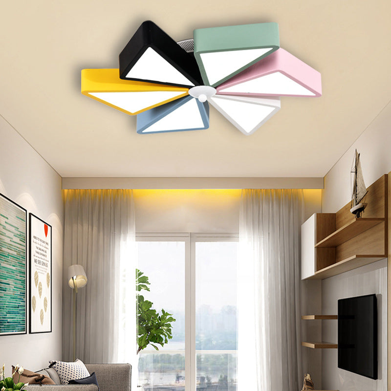 19.5"/23.5" W Windmill Flushmount Light Modern Acrylic LED Blue and Pink Ceiling Lighting, Remote Control Stepless Dimming/3 Color Light Clearhalo 'Ceiling Lights' 'Close To Ceiling Lights' 'Close to ceiling' 'Flush mount' Lighting' 266300