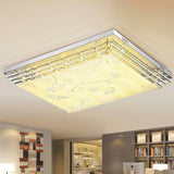 Modern LED Flush Mount Light White Rectangle/Square Flush Mount Light with Crystal Rod and Acrylic Shade, 18.5"/23.5"/36.5" Wide White Clearhalo 'Ceiling Lights' 'Close To Ceiling Lights' 'Close to ceiling' 'Flush mount' Lighting' 266318