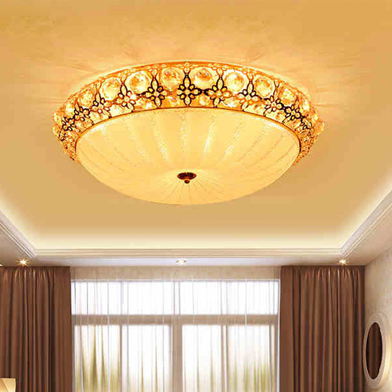 16"/19.5"/23.5" Dia White Dimple Ceiling Flush Light Modern Stylish LED Frosted Glass Flushmount, Warm/White Light Clearhalo 'Ceiling Lights' 'Close To Ceiling Lights' 'Close to ceiling' 'Flush mount' Lighting' 266350