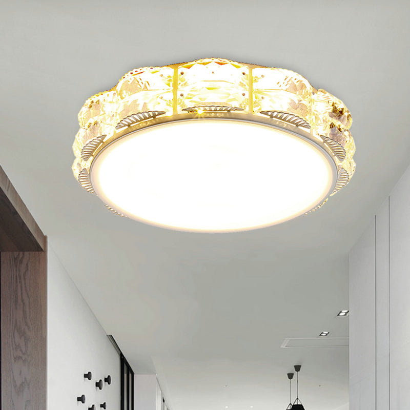 LED Crystal Flush Light Modern Style Black/White Round/Square Corridor Flush Mount Spotlight White Round Clearhalo 'Ceiling Lights' 'Close To Ceiling Lights' 'Close to ceiling' 'Flush mount' Lighting' 266364