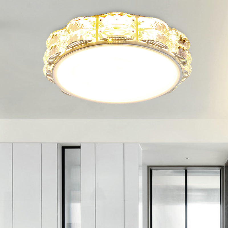 LED Crystal Flush Light Modern Style Black/White Round/Square Corridor Flush Mount Spotlight Clearhalo 'Ceiling Lights' 'Close To Ceiling Lights' 'Close to ceiling' 'Flush mount' Lighting' 266366