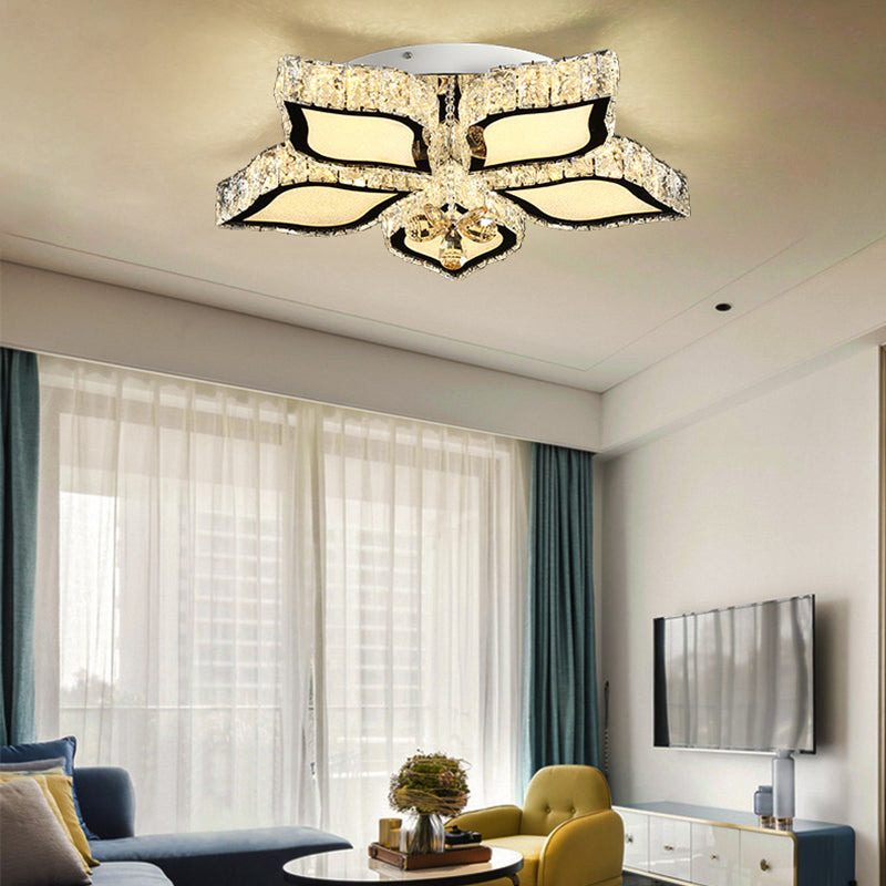 White LED Ceiling Mount Modern Style Crystal Flower Shaped Flush Light Fixture for Bedroom in,shopify 3 Color Light/Remote Control Stepless Dimming Clearhalo 'Ceiling Lights' 'Close To Ceiling Lights' 'Lighting' 266393