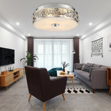 Silver Drum Flushmount Lighting Simple Style Crystal 4 Lights Bedroom Flush Ceiling Light Clearhalo 'Ceiling Lights' 'Close To Ceiling Lights' 'Close to ceiling' 'Flush mount' Lighting' 266412