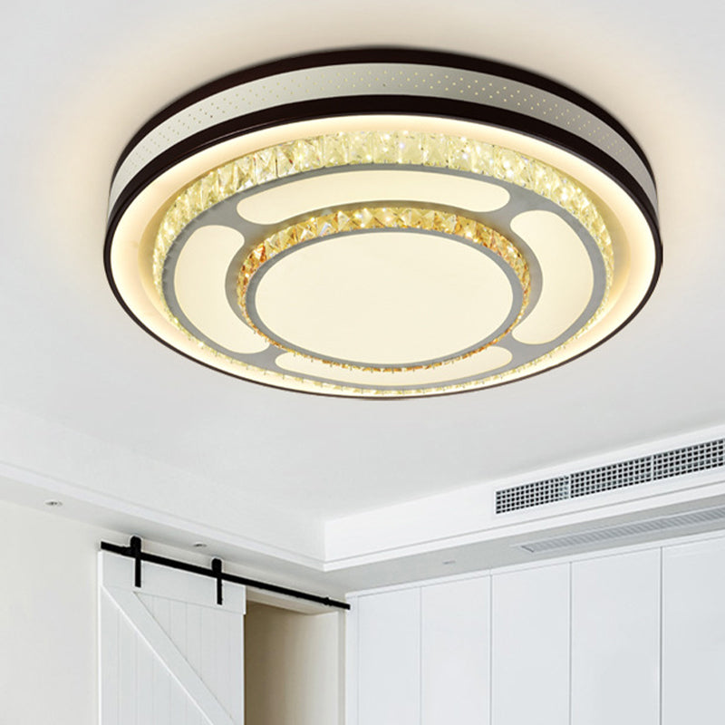 Tier Flush Light 19.5"/31.5" Dia Modern Style Crystal LED Ceiling Mounted Light in White White Clearhalo 'Ceiling Lights' 'Close To Ceiling Lights' 'Close to ceiling' 'Flush mount' Lighting' 266424