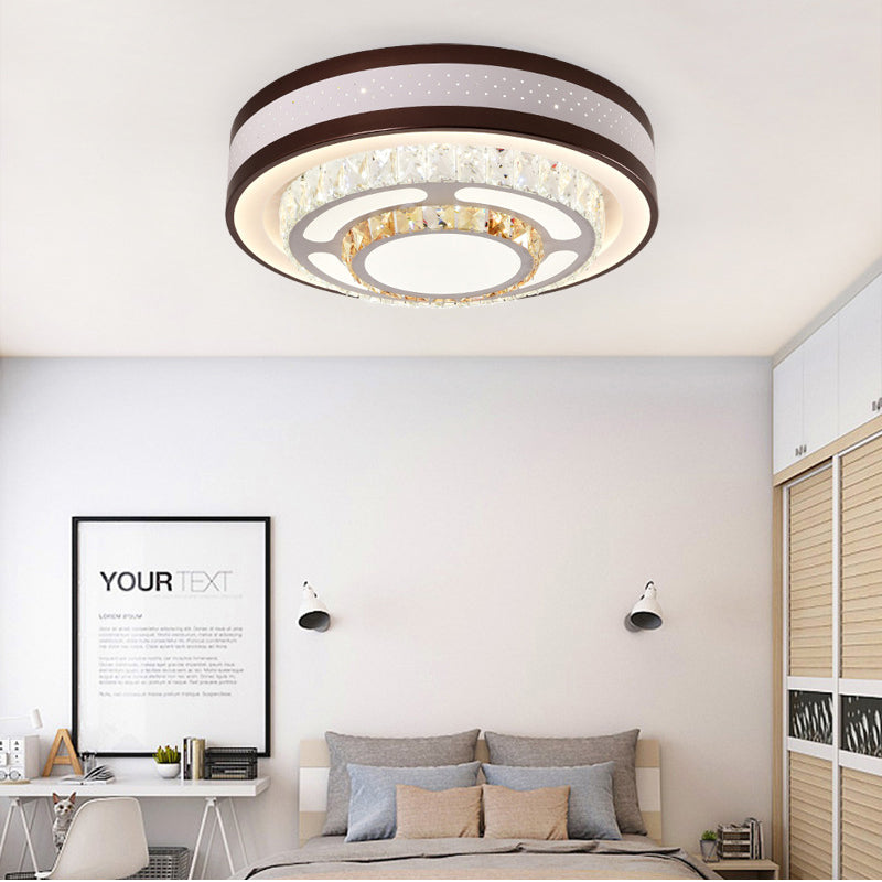 Tier Flush Light 19.5"/31.5" Dia Modern Style Crystal LED Ceiling Mounted Light in White Clearhalo 'Ceiling Lights' 'Close To Ceiling Lights' 'Close to ceiling' 'Flush mount' Lighting' 266426