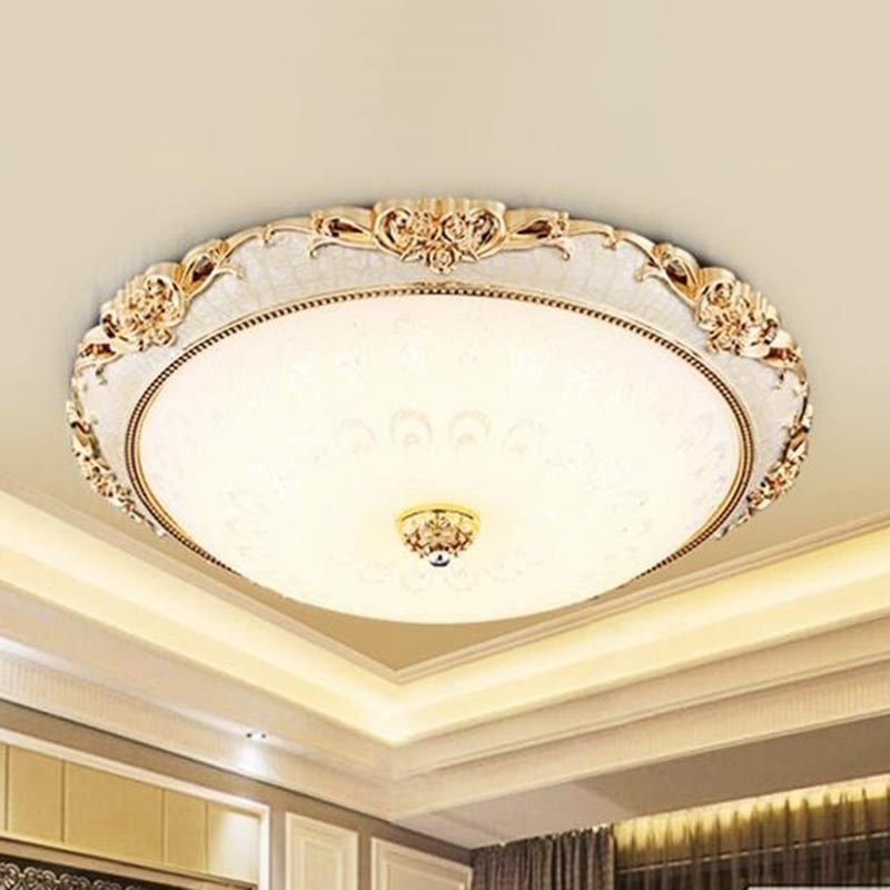 Dome Flush Mounted Light Modern White Glass 8"/12"/16" Wide LED Gold/Silver Ceiling Light in White/3 Color Light Gold Clearhalo 'Ceiling Lights' 'Close To Ceiling Lights' 'Close to ceiling' 'Flush mount' Lighting' 266438