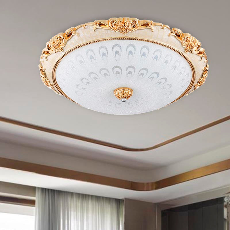 Dome Flush Mounted Light Modern White Glass 8"/12"/16" Wide LED Gold/Silver Ceiling Light in White/3 Color Light Clearhalo 'Ceiling Lights' 'Close To Ceiling Lights' 'Close to ceiling' 'Flush mount' Lighting' 266440