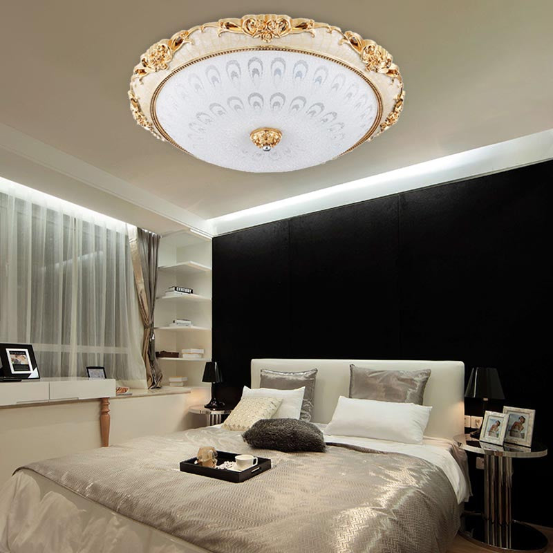 Dome Flush Mounted Light Modern White Glass 8"/12"/16" Wide LED Gold/Silver Ceiling Light in White/3 Color Light Clearhalo 'Ceiling Lights' 'Close To Ceiling Lights' 'Close to ceiling' 'Flush mount' Lighting' 266441