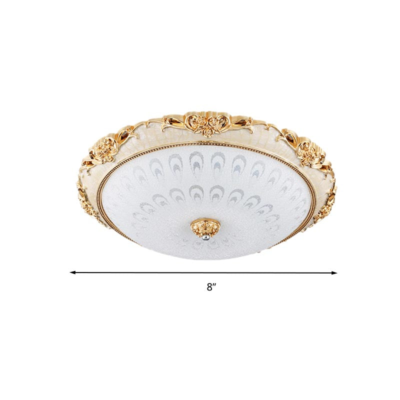 Dome Flush Mounted Light Modern White Glass 8"/12"/16" Wide LED Gold/Silver Ceiling Light in White/3 Color Light Clearhalo 'Ceiling Lights' 'Close To Ceiling Lights' 'Close to ceiling' 'Flush mount' Lighting' 266443