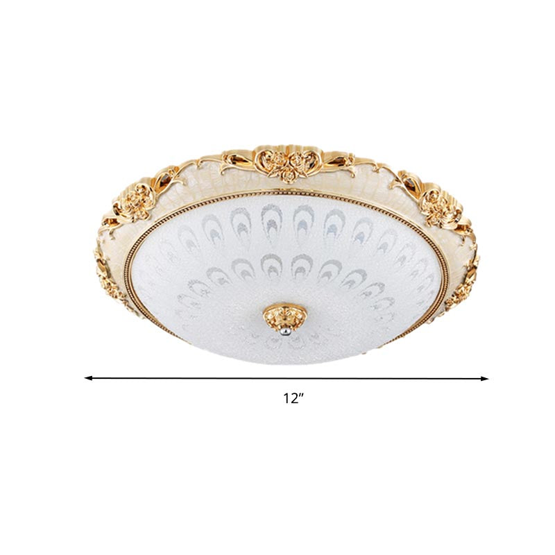 Dome Flush Mounted Light Modern White Glass 8"/12"/16" Wide LED Gold/Silver Ceiling Light in White/3 Color Light Clearhalo 'Ceiling Lights' 'Close To Ceiling Lights' 'Close to ceiling' 'Flush mount' Lighting' 266444