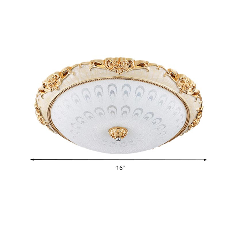 Dome Flush Mounted Light Modern White Glass 8"/12"/16" Wide LED Gold/Silver Ceiling Light in White/3 Color Light Clearhalo 'Ceiling Lights' 'Close To Ceiling Lights' 'Close to ceiling' 'Flush mount' Lighting' 266445