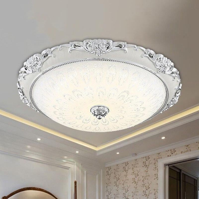 Dome Flush Mounted Light Modern White Glass 8"/12"/16" Wide LED Gold/Silver Ceiling Light in White/3 Color Light Silver Clearhalo 'Ceiling Lights' 'Close To Ceiling Lights' 'Close to ceiling' 'Flush mount' Lighting' 266448