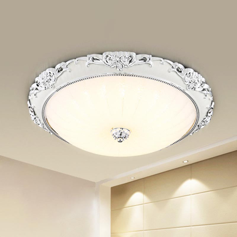 Dome Flush Mounted Light Modern White Glass 8"/12"/16" Wide LED Gold/Silver Ceiling Light in White/3 Color Light Clearhalo 'Ceiling Lights' 'Close To Ceiling Lights' 'Close to ceiling' 'Flush mount' Lighting' 266449