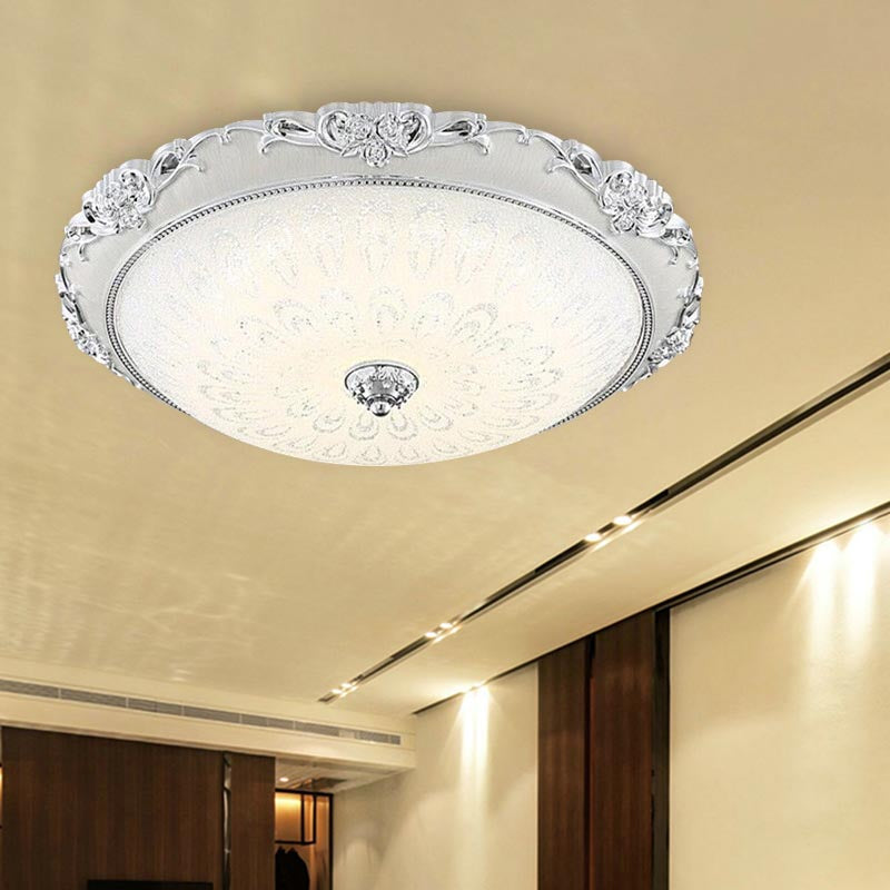 Dome Flush Mounted Light Modern White Glass 8"/12"/16" Wide LED Gold/Silver Ceiling Light in White/3 Color Light Clearhalo 'Ceiling Lights' 'Close To Ceiling Lights' 'Close to ceiling' 'Flush mount' Lighting' 266450