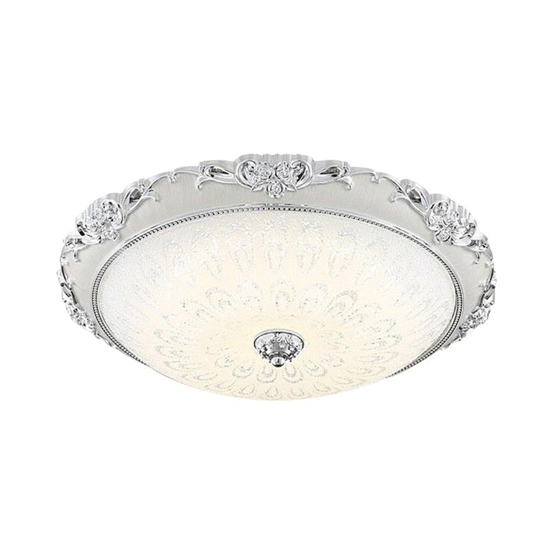 Dome Flush Mounted Light Modern White Glass 8"/12"/16" Wide LED Gold/Silver Ceiling Light in White/3 Color Light Clearhalo 'Ceiling Lights' 'Close To Ceiling Lights' 'Close to ceiling' 'Flush mount' Lighting' 266452