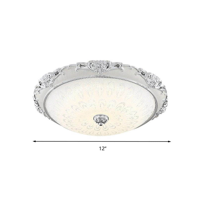 Dome Flush Mounted Light Modern White Glass 8"/12"/16" Wide LED Gold/Silver Ceiling Light in White/3 Color Light Clearhalo 'Ceiling Lights' 'Close To Ceiling Lights' 'Close to ceiling' 'Flush mount' Lighting' 266453