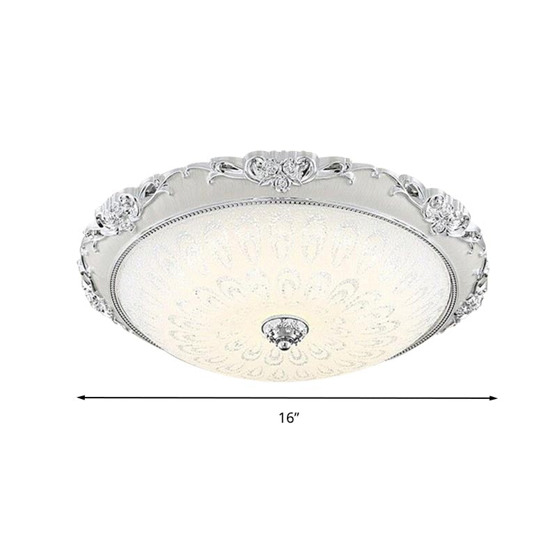 Dome Flush Mounted Light Modern White Glass 8"/12"/16" Wide LED Gold/Silver Ceiling Light in White/3 Color Light Clearhalo 'Ceiling Lights' 'Close To Ceiling Lights' 'Close to ceiling' 'Flush mount' Lighting' 266454