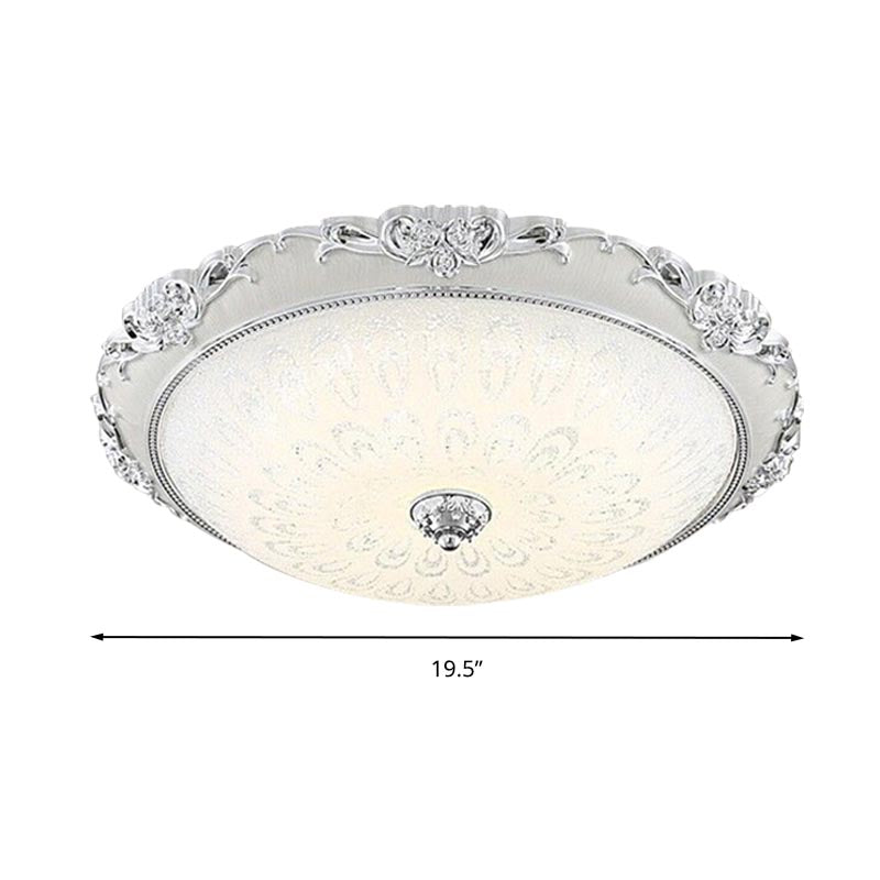 Dome Flush Mounted Light Modern White Glass 8"/12"/16" Wide LED Gold/Silver Ceiling Light in White/3 Color Light Clearhalo 'Ceiling Lights' 'Close To Ceiling Lights' 'Close to ceiling' 'Flush mount' Lighting' 266455