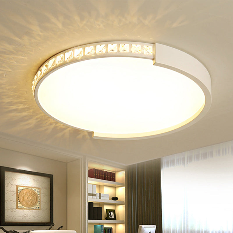 16.5"/20.5"/24.5" Dia Round Crystal Ceiling Lamp Simple White LED Flush Mount in Warm/White Light White Warm Clearhalo 'Ceiling Lights' 'Close To Ceiling Lights' 'Close to ceiling' 'Flush mount' Lighting' 266463