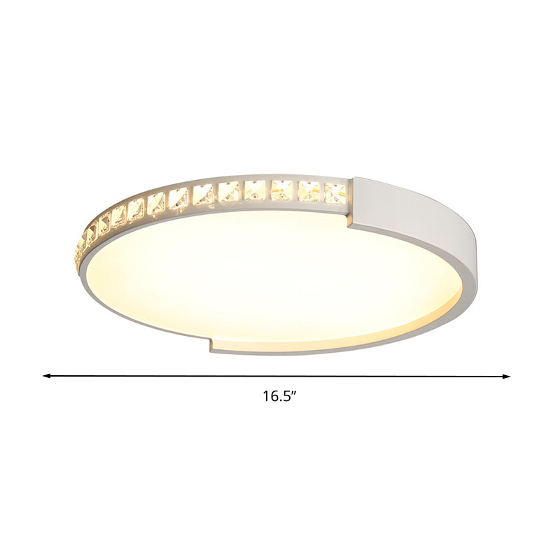 16.5"/20.5"/24.5" Dia Round Crystal Ceiling Lamp Simple White LED Flush Mount in Warm/White Light Clearhalo 'Ceiling Lights' 'Close To Ceiling Lights' 'Close to ceiling' 'Flush mount' Lighting' 266467