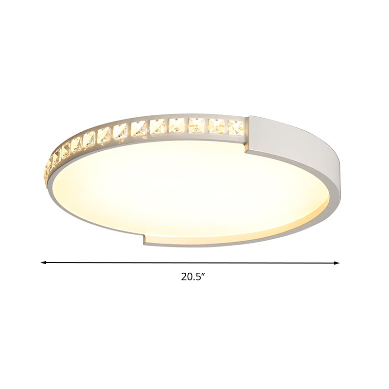 16.5"/20.5"/24.5" Dia Round Crystal Ceiling Lamp Simple White LED Flush Mount in Warm/White Light Clearhalo 'Ceiling Lights' 'Close To Ceiling Lights' 'Close to ceiling' 'Flush mount' Lighting' 266468