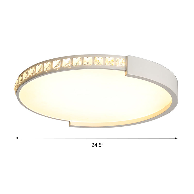 16.5"/20.5"/24.5" Dia Round Crystal Ceiling Lamp Simple White LED Flush Mount in Warm/White Light Clearhalo 'Ceiling Lights' 'Close To Ceiling Lights' 'Close to ceiling' 'Flush mount' Lighting' 266469