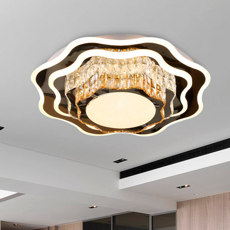 White Flower-Like Flush Mount Fixture Modern Style Crystal LED Living Room Flush Ceiling Light Clearhalo 'Ceiling Lights' 'Close To Ceiling Lights' 'Close to ceiling' 'Flush mount' Lighting' 266481