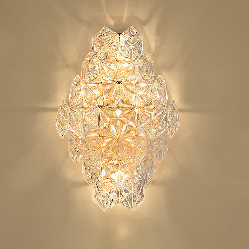 Rhombus Clear Crystal Sconce Light Modern Stylish 4-Light Flush Wall Mounted Lamp Clear Clearhalo 'Modern wall lights' 'Modern' 'Wall Lamps & Sconces' 'Wall Lights' Lighting' 266511