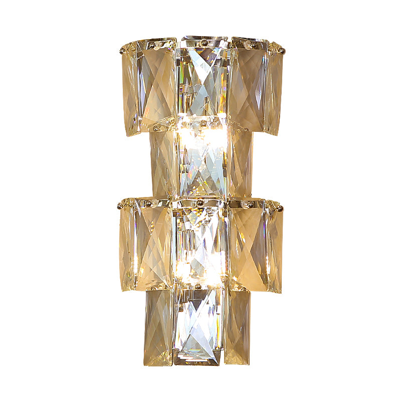 Tier Ice Cube Wall Lamp Kit Contemporary Clear Crystal 4 Bulbs Sconce Light Fixture Clearhalo 'Modern wall lights' 'Modern' 'Wall Lamps & Sconces' 'Wall Lights' Lighting' 266529