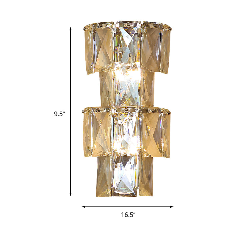 Tier Ice Cube Wall Lamp Kit Contemporary Clear Crystal 4 Bulbs Sconce Light Fixture Clearhalo 'Modern wall lights' 'Modern' 'Wall Lamps & Sconces' 'Wall Lights' Lighting' 266530