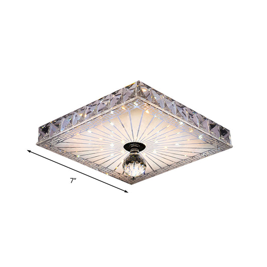 LED Square Flush Mount Lamp Modern Clear Crystal Flush Light Fixture for Corridor in Warm/White Light, Recessed/Surface Mounted Clearhalo 'Ceiling Lights' 'Close To Ceiling Lights' 'Close to ceiling' 'Flush mount' Lighting' 266536