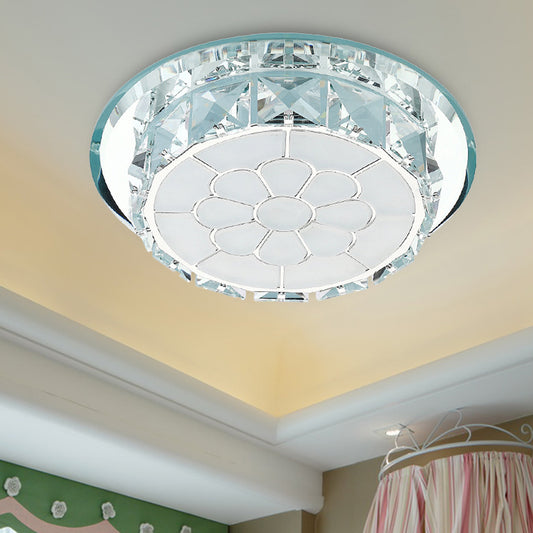 LED Crystal Flush Ceiling Light Simple Chrome Floral Corridor Flush Mount Lamp in Warm/White/3 Color Light, Recessed/Surface Mounted Clearhalo 'Ceiling Lights' 'Close To Ceiling Lights' 'Close to ceiling' 'Flush mount' Lighting' 266558