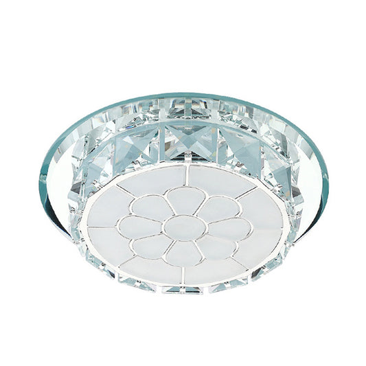 LED Crystal Flush Ceiling Light Simple Chrome Floral Corridor Flush Mount Lamp in Warm/White/3 Color Light, Recessed/Surface Mounted Clearhalo 'Ceiling Lights' 'Close To Ceiling Lights' 'Close to ceiling' 'Flush mount' Lighting' 266561