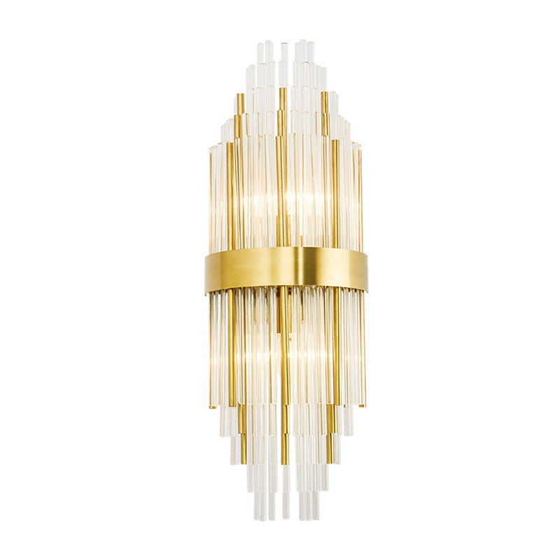 Modern Layered Sconce Light 2 Lights Crystal Wall Mounted Lamp in Gold for Living Room Clearhalo 'Modern wall lights' 'Modern' 'Wall Lamps & Sconces' 'Wall Lights' Lighting' 266566