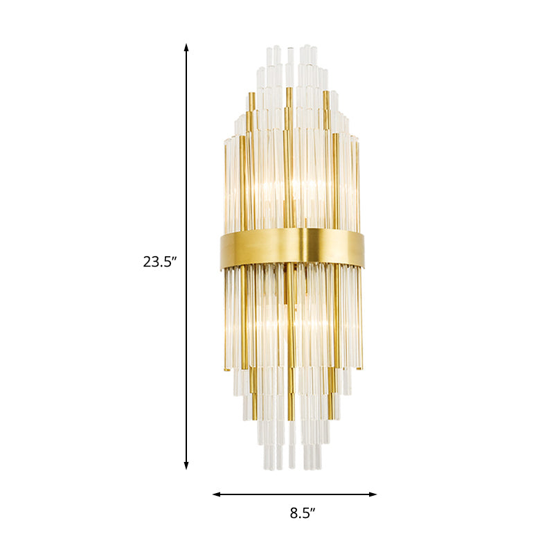 Modern Layered Sconce Light 2 Lights Crystal Wall Mounted Lamp in Gold for Living Room Clearhalo 'Modern wall lights' 'Modern' 'Wall Lamps & Sconces' 'Wall Lights' Lighting' 266567