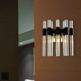 Crystal Tube Sconce Light Modern 2 Lights Living Room Wall Mounted Lamp in Black Black Clearhalo 'Modern wall lights' 'Modern' 'Wall Lamps & Sconces' 'Wall Lights' Lighting' 266590